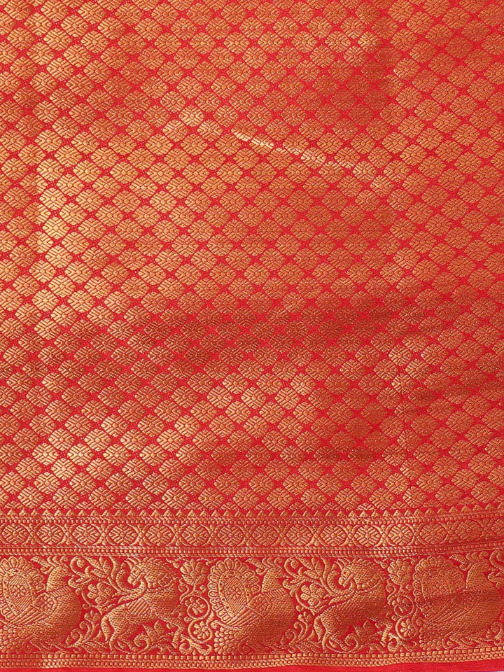 Off White Red Woven Design Balaton Saree