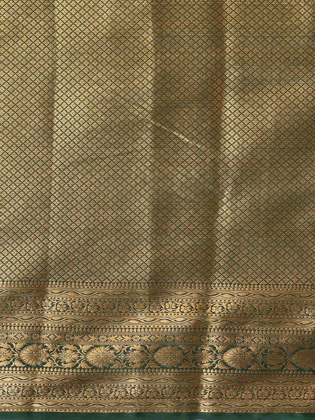 Off White Bottle Green Woven Design Balaton Saree