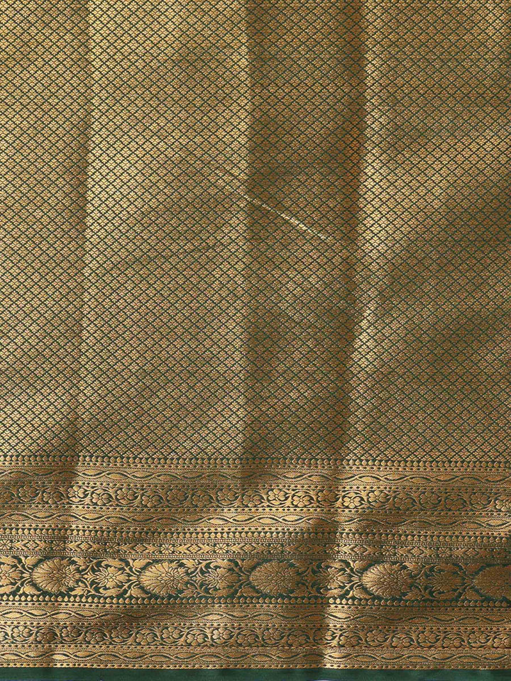 Off White Bottle Green Woven Design Balaton Saree
