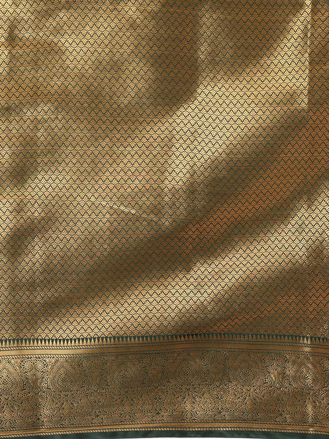 Off White Bottle Green Woven Design Balaton Saree