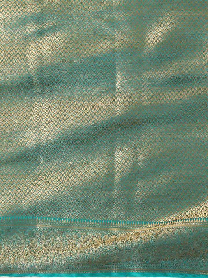Off White Dark Blue Woven Design Balaton Saree
