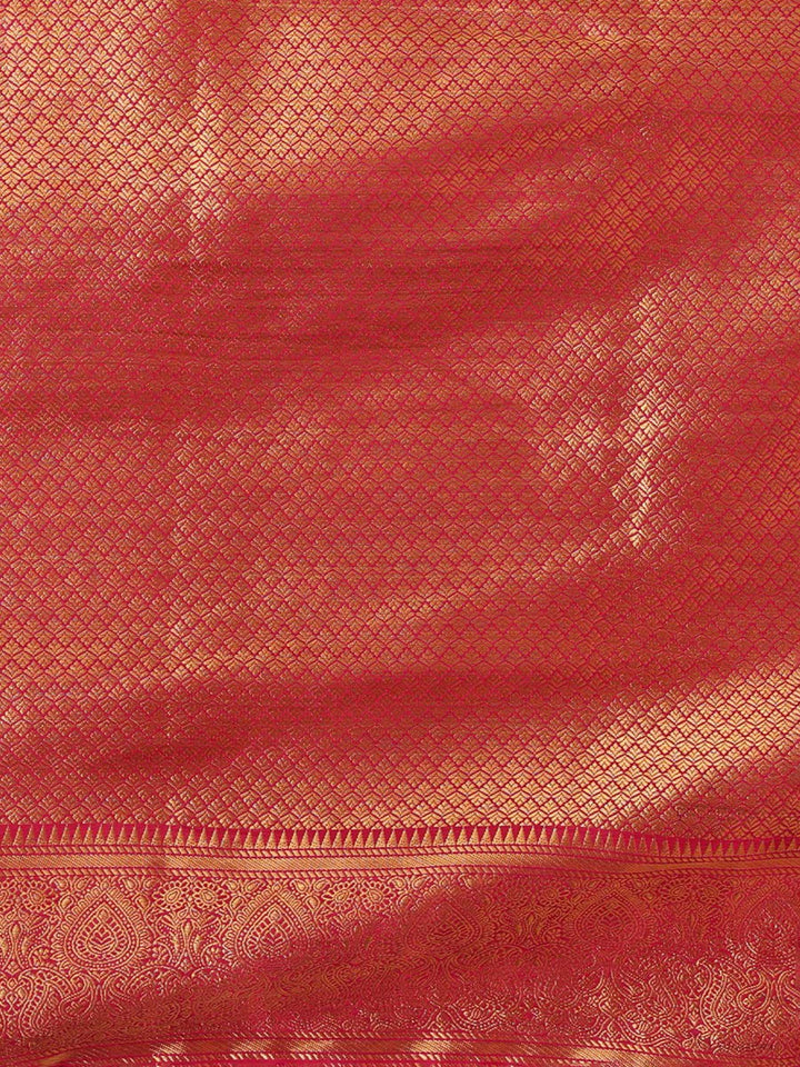 Off White Rani Pink Woven Design Balaton Saree