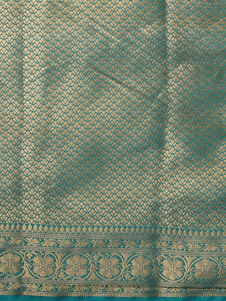 Off White Dark Blue Woven Design Balaton Saree