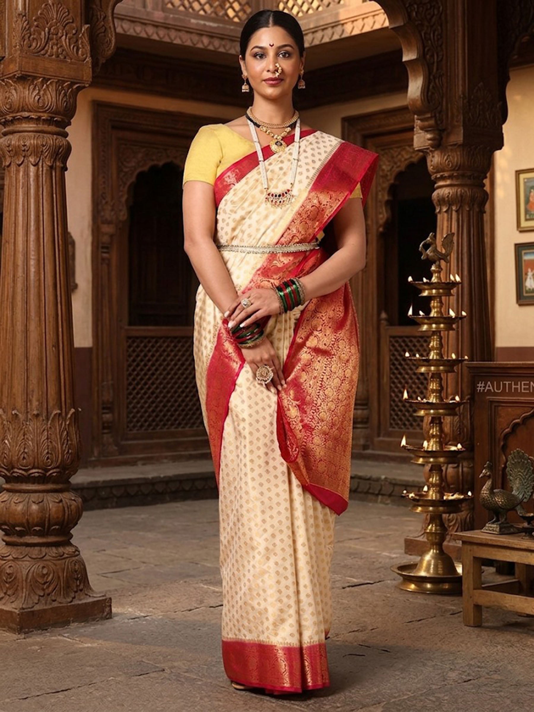 Off White Rani Pink Woven Design Balaton Saree – Meenabazaar