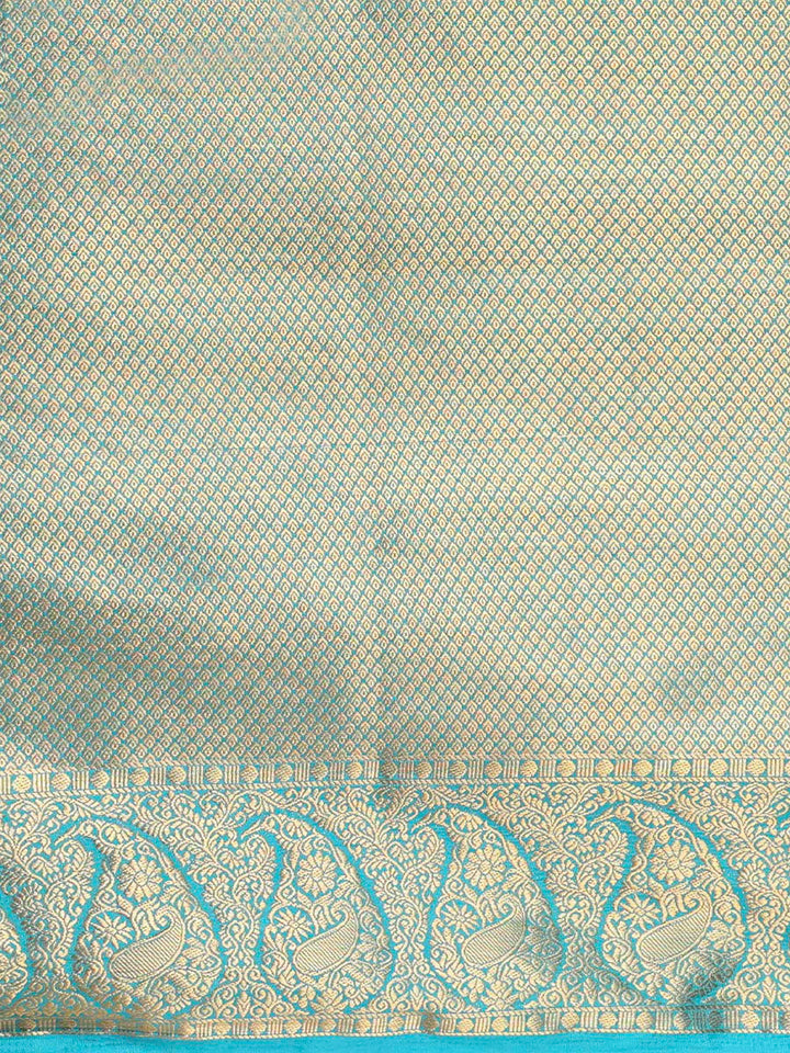 Off White Dark Blue Woven Design Balaton Saree