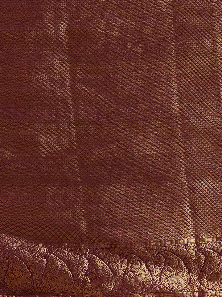 Off White Purple Woven Design Balaton Saree
