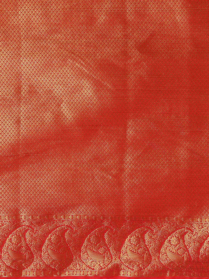 Off White Red Woven Design Balaton Saree