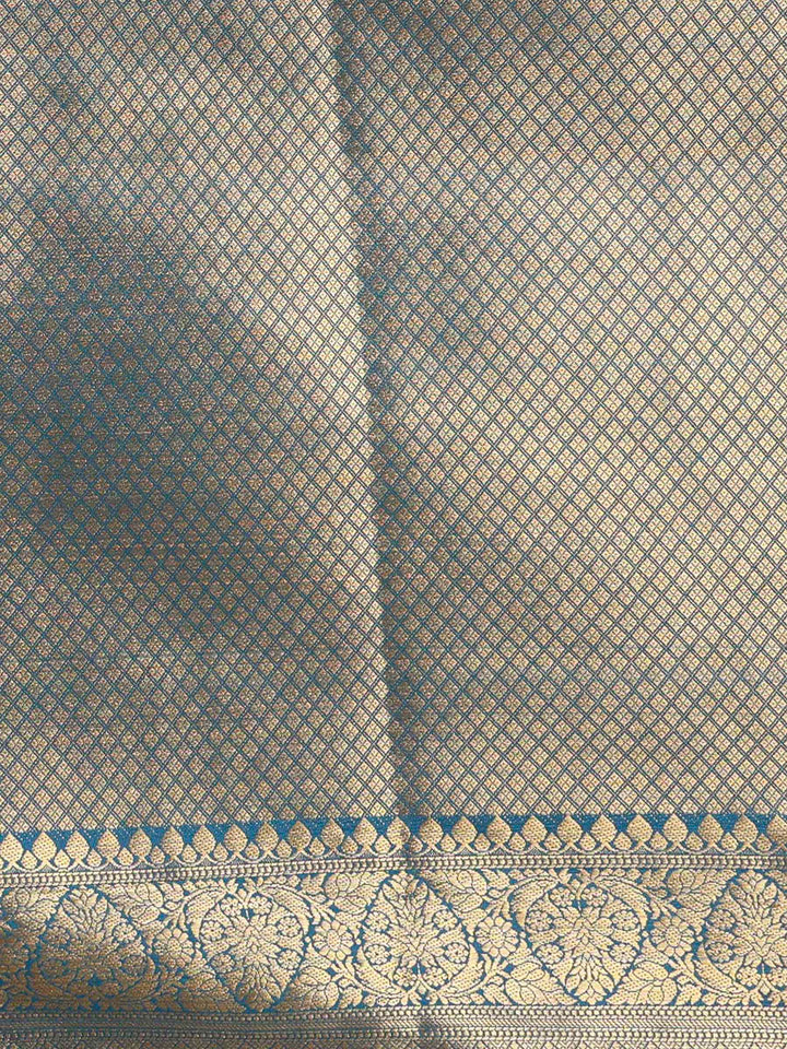 Off White Blue Woven Design Balaton Saree