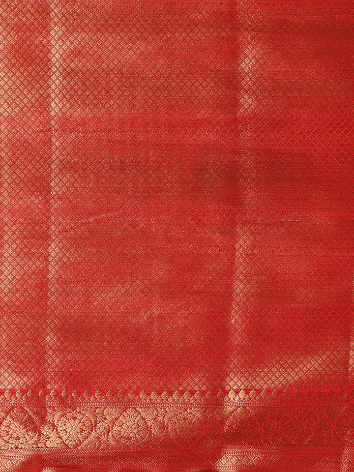 Off White Red Woven Design Balaton Saree