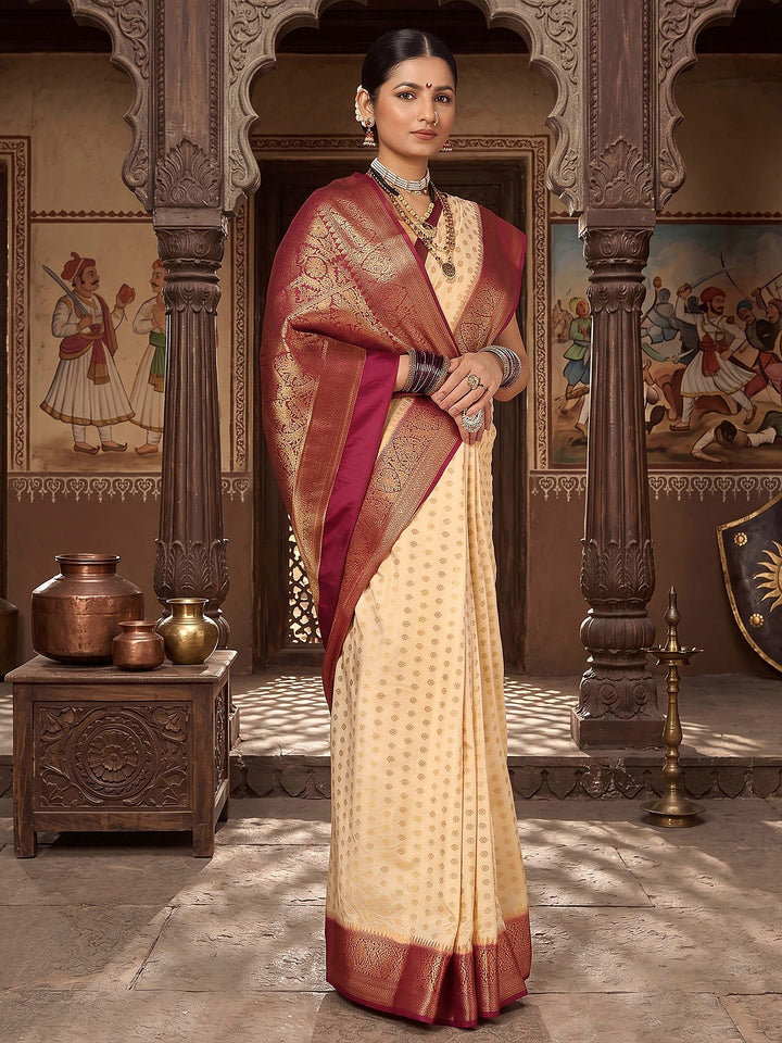 Off White Woven Design Balaton Saree