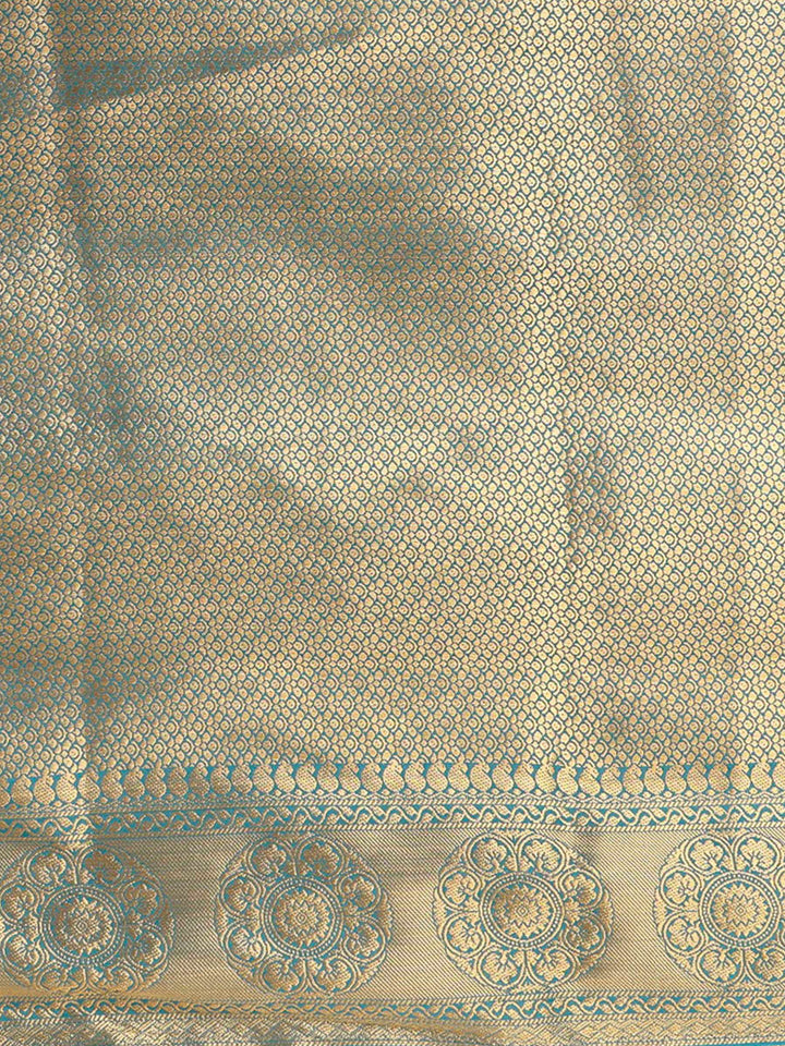 Off White Dark Blue Woven Design Balaton Saree