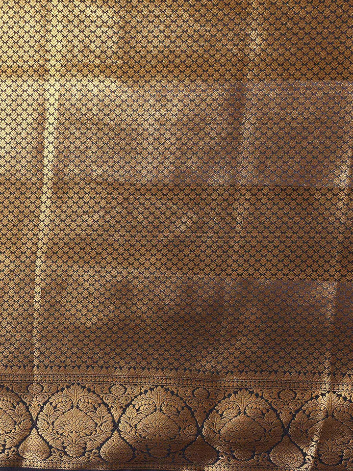 Off White Navy Woven Design Balaton Saree