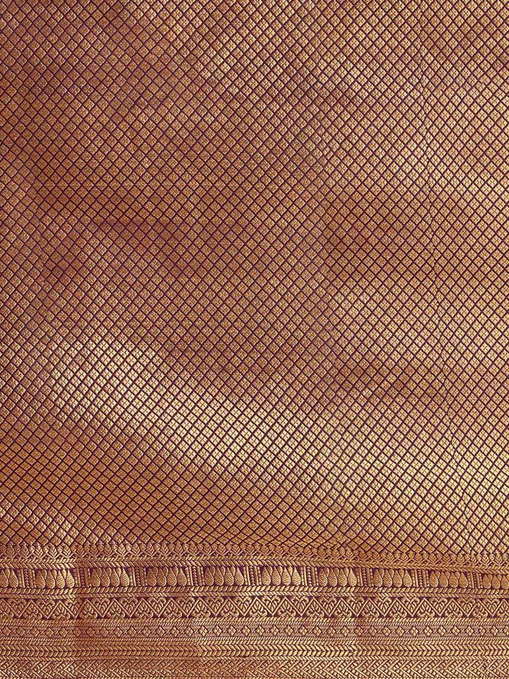 Off White Purple Woven Design Balaton Saree