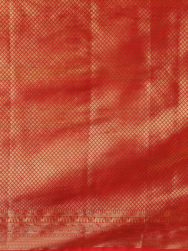 Off White Red Woven Design Balaton Saree