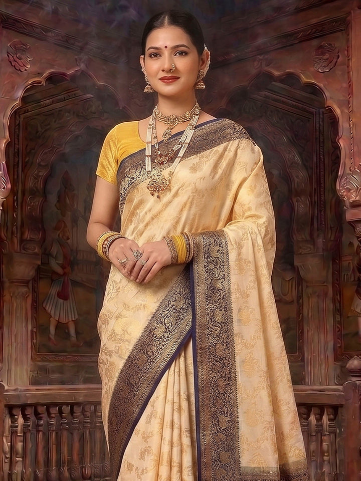 Off White Black Woven Design Balaton Saree