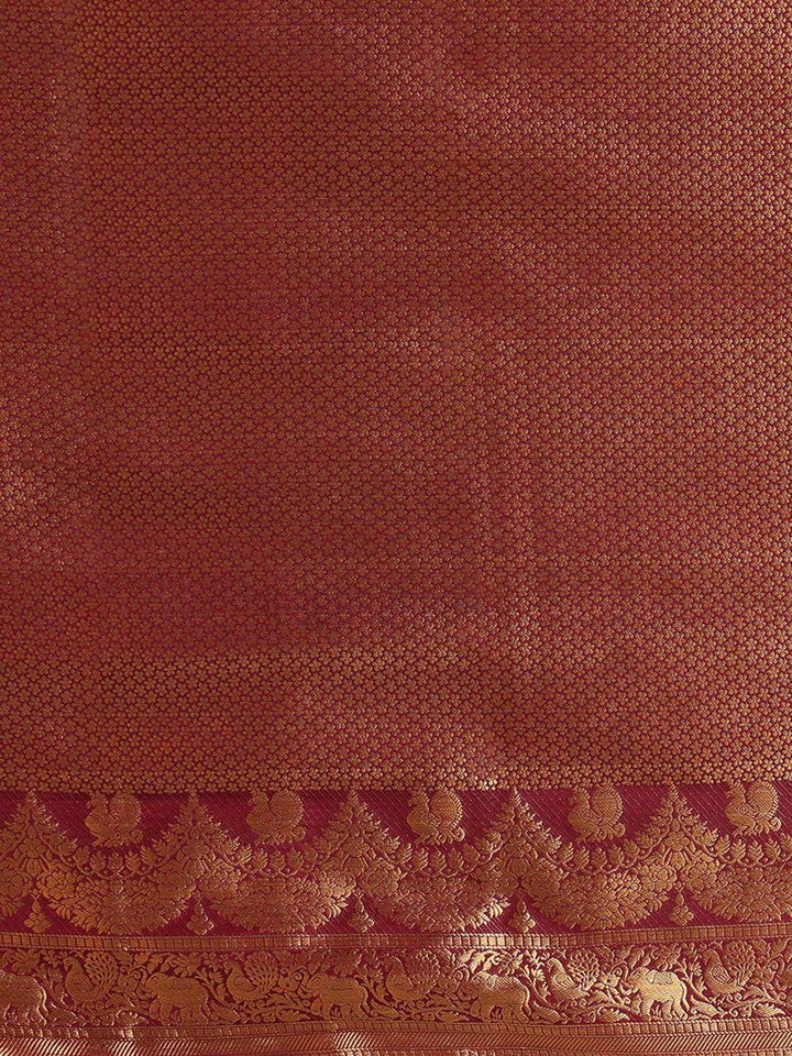 Off White Maroon Woven Design Balaton Saree