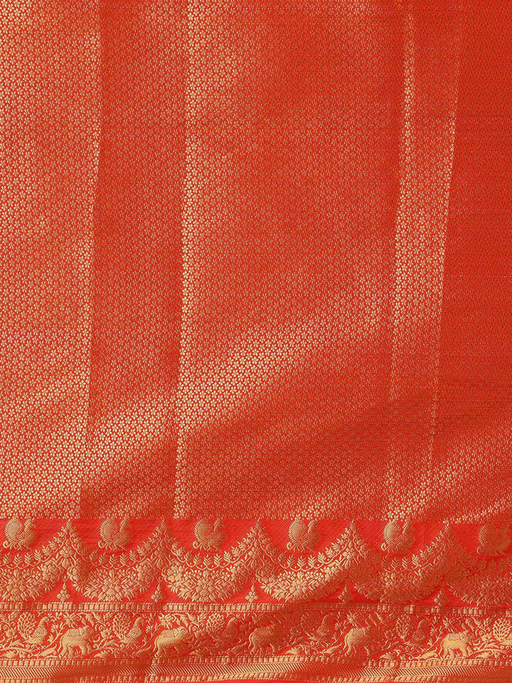 Off White Red Woven Design Balaton Saree