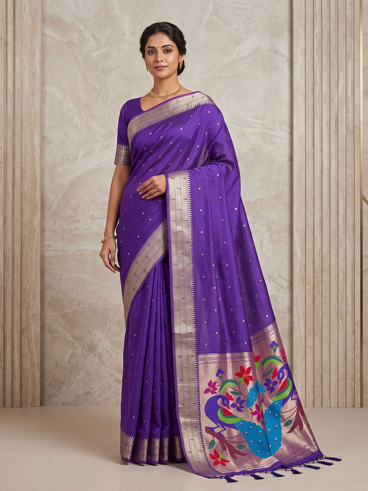 Purple Tussar Woven Saree