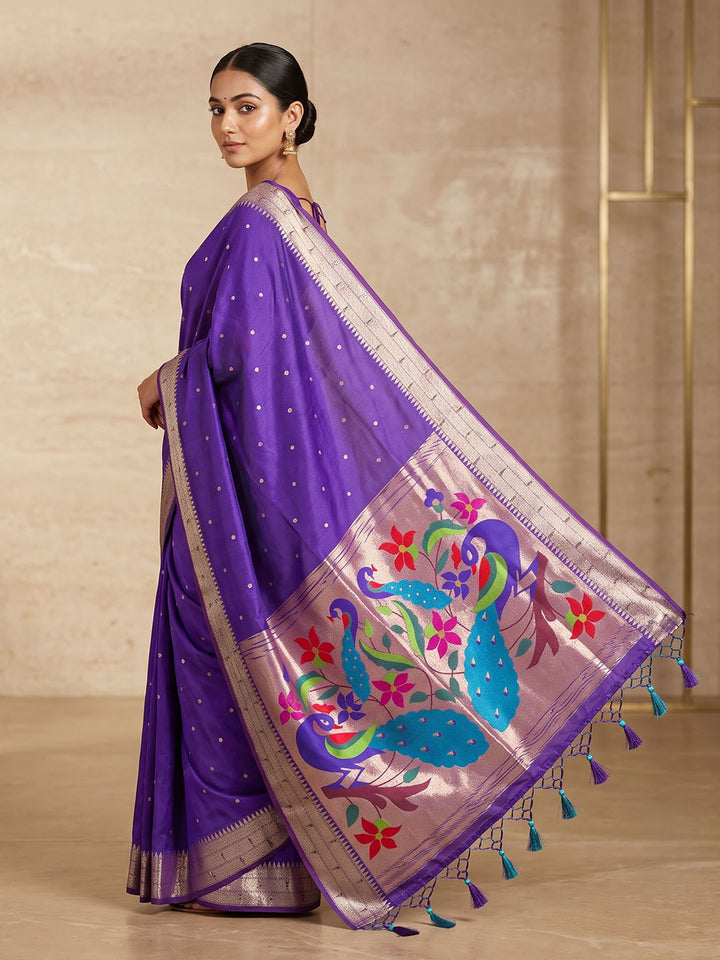 Purple Tussar Woven Saree