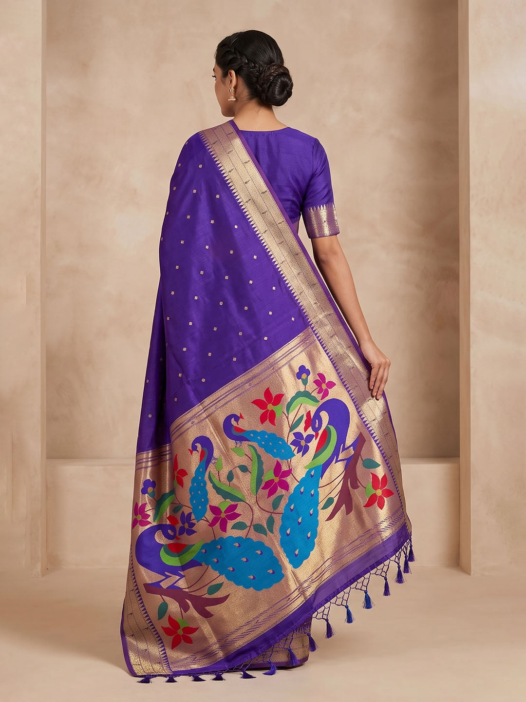 Purple Tussar Woven Saree