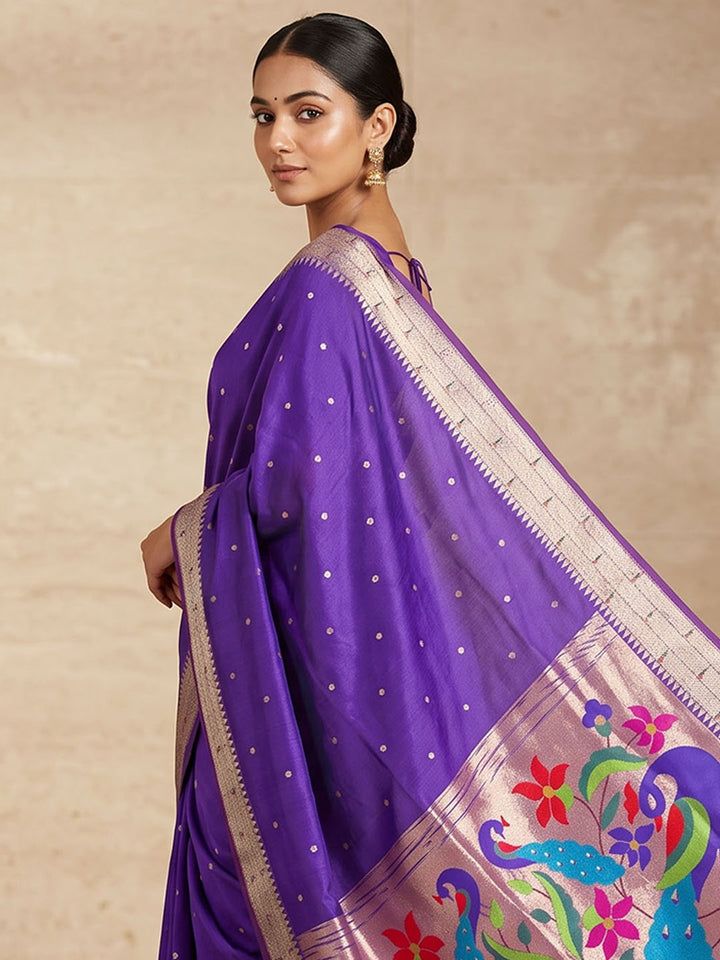 Purple Tussar Woven Saree