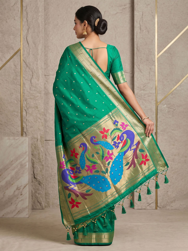 Rama Green Tussar Woven Saree