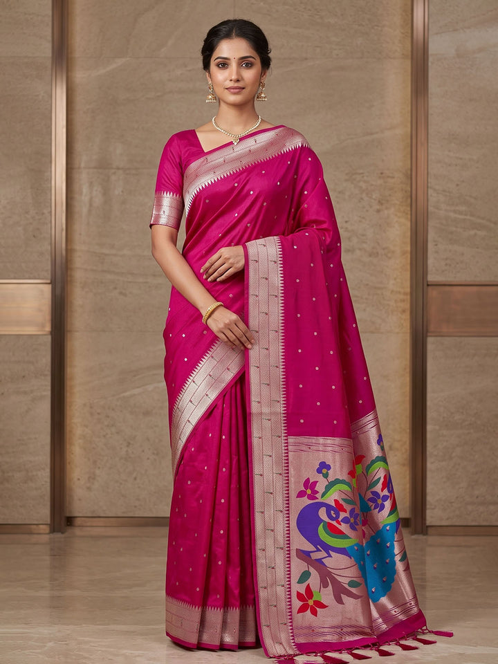 Rani Tussar Woven Saree
