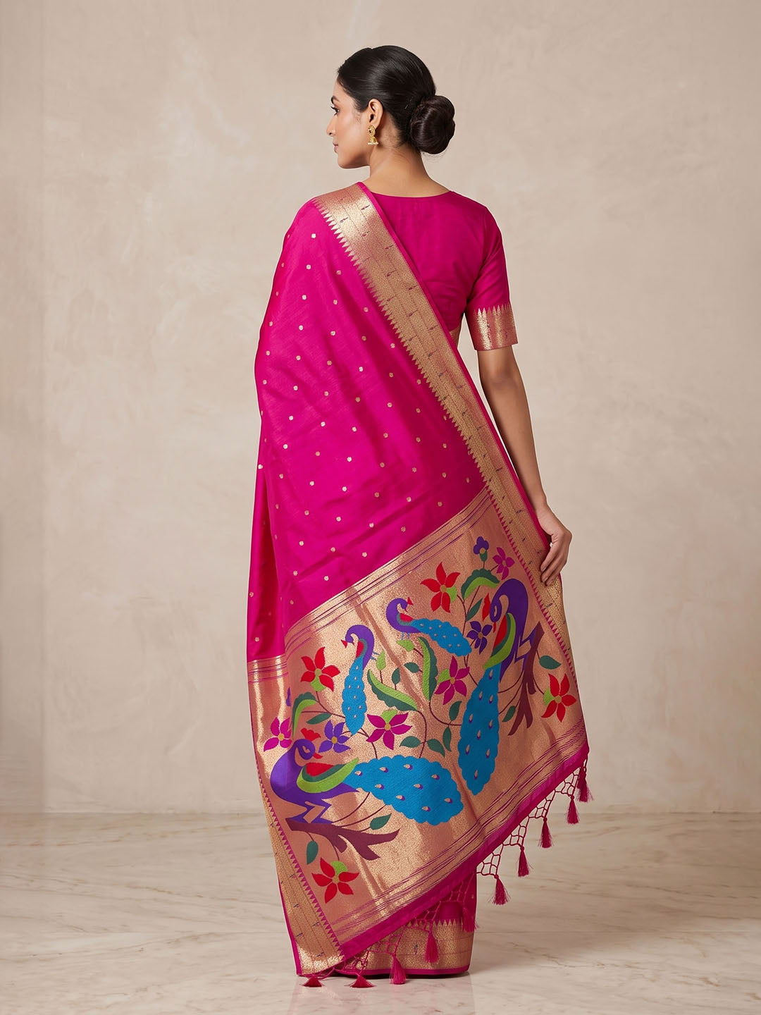 Rani Tussar Woven Saree