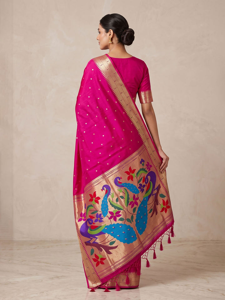 Rani Tussar Woven Saree