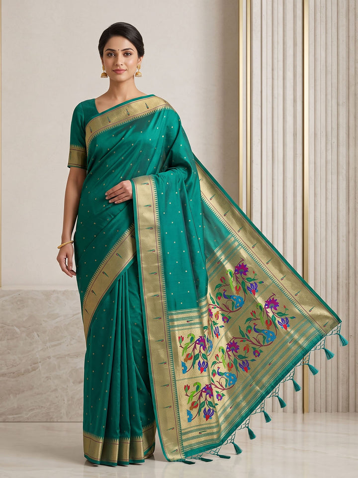 Rama Green Tussar Woven Saree
