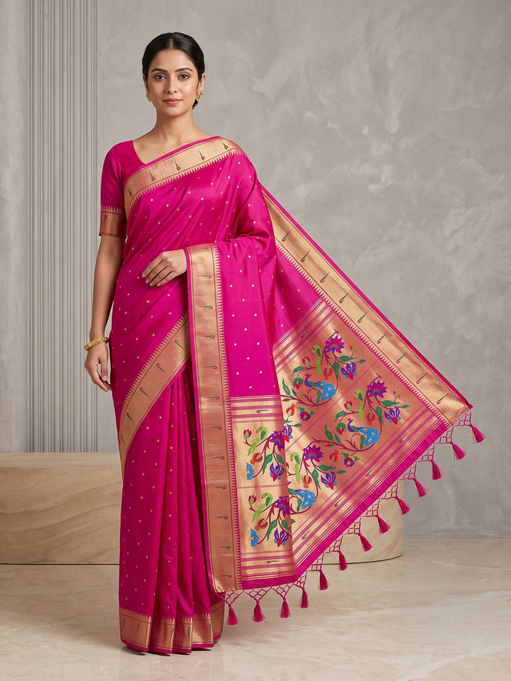 Rani Tussar Woven Saree