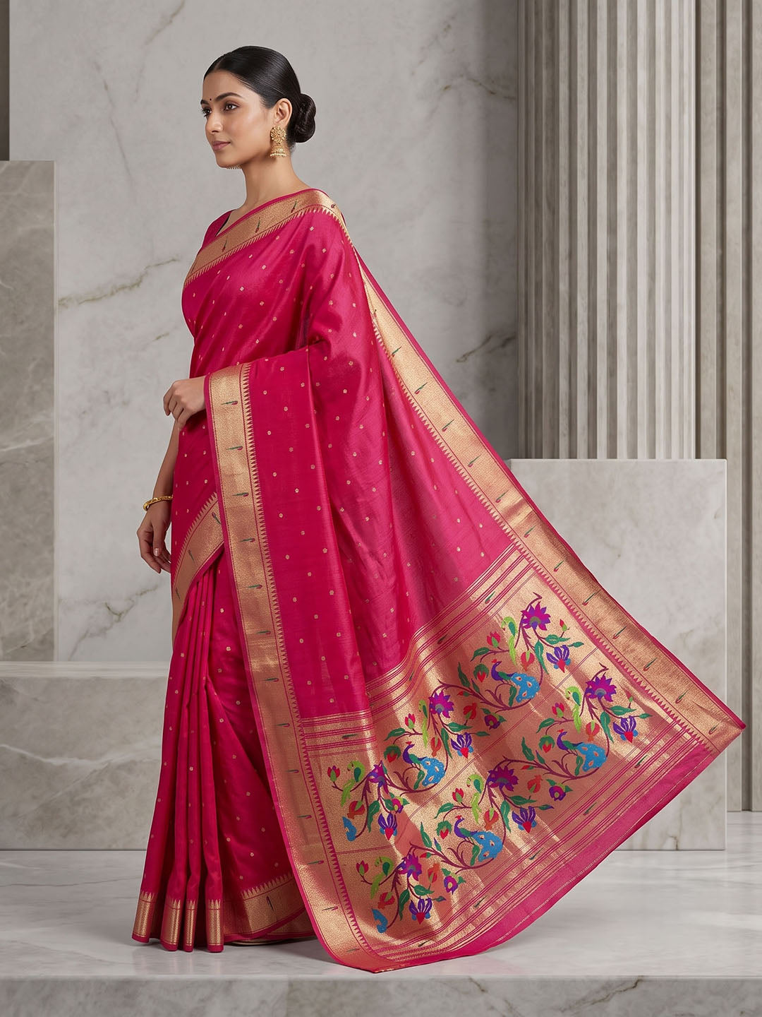 Rani Tussar Woven Saree