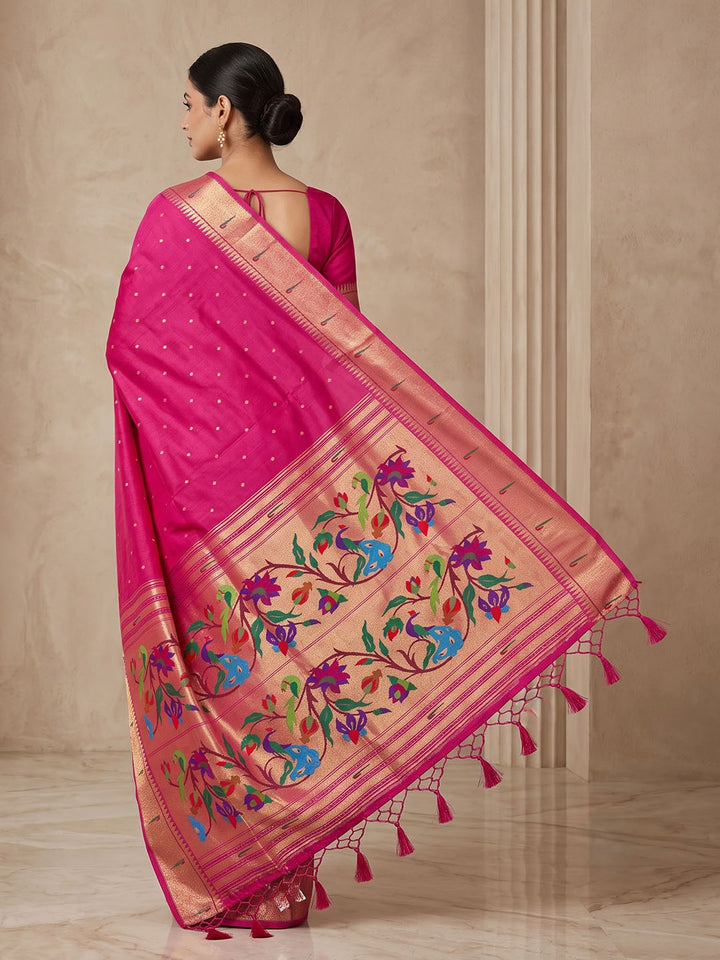 Rani Tussar Woven Saree