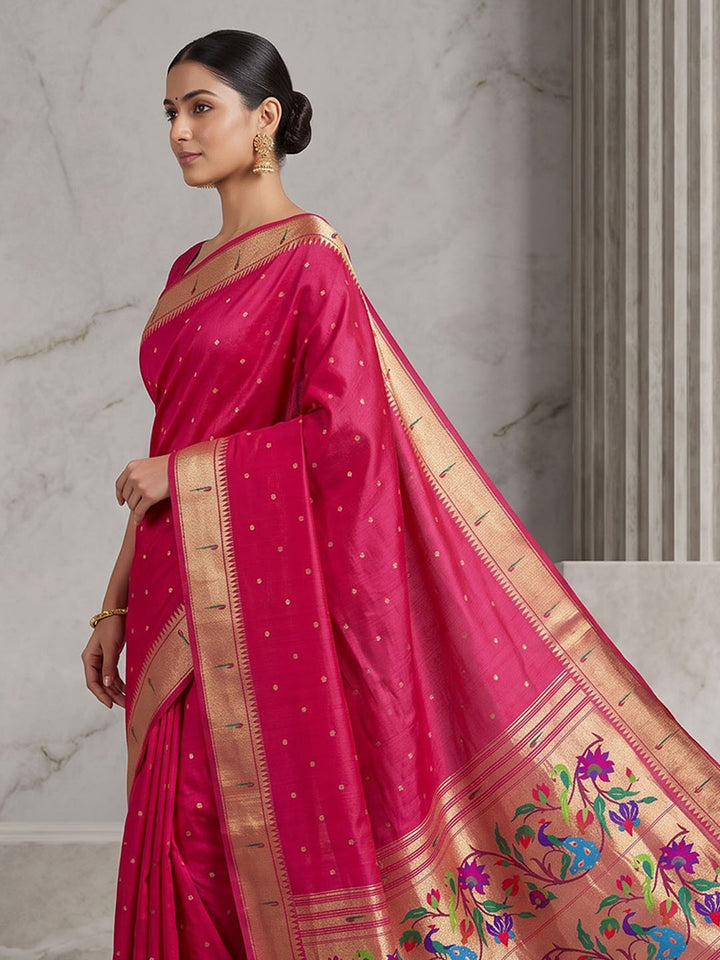 Rani Tussar Woven Saree