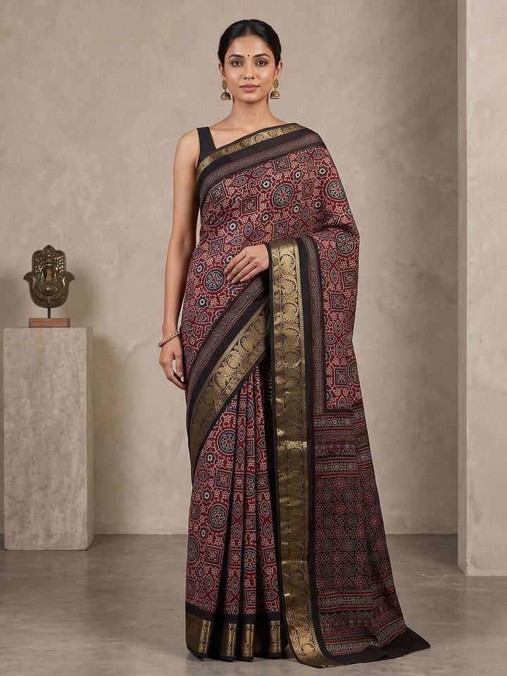 Black Chiffon Printed Saree