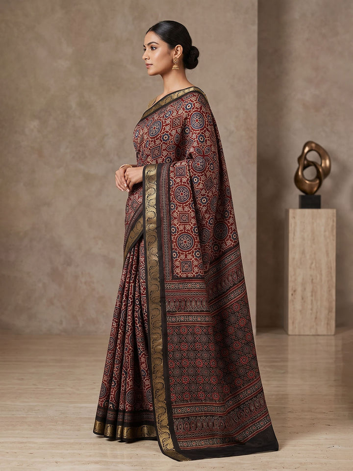 Black Chiffon Printed Saree