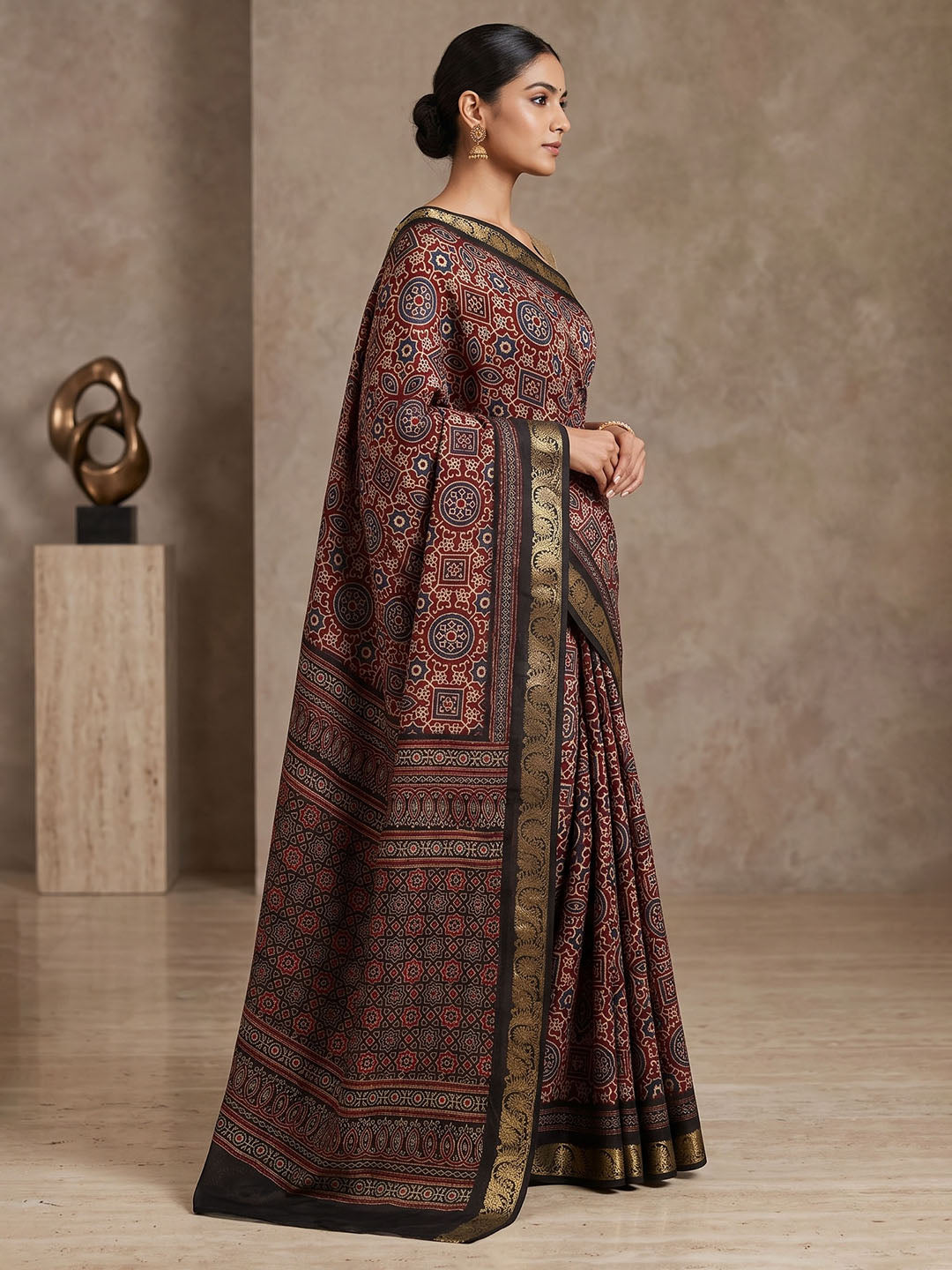 Black Chiffon Printed Saree