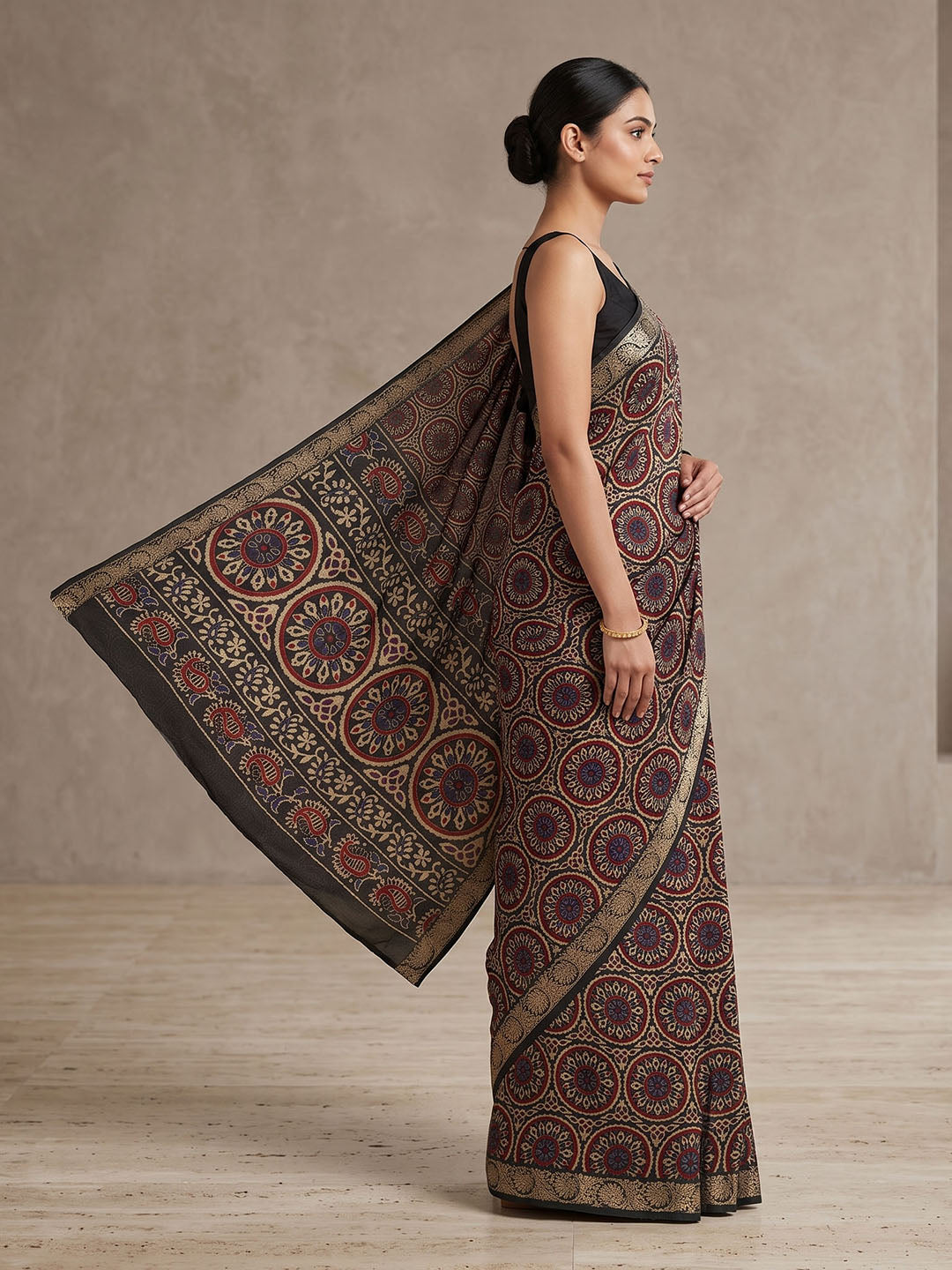 Black Chiffon Printed Saree