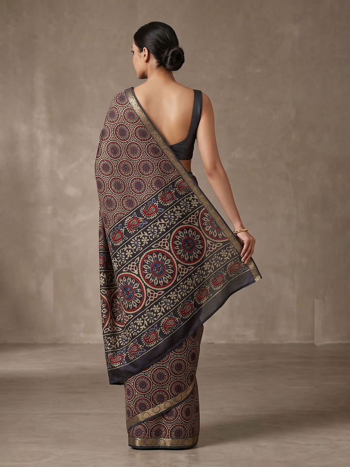 Black Chiffon Printed Saree