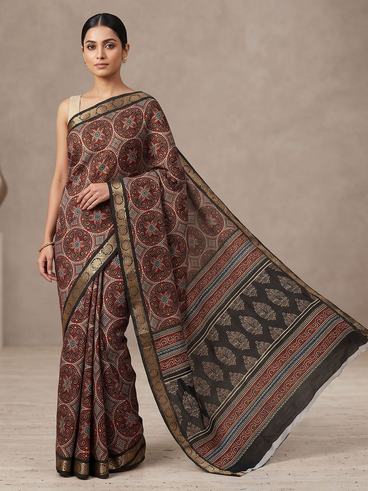 Black Chiffon Printed Saree