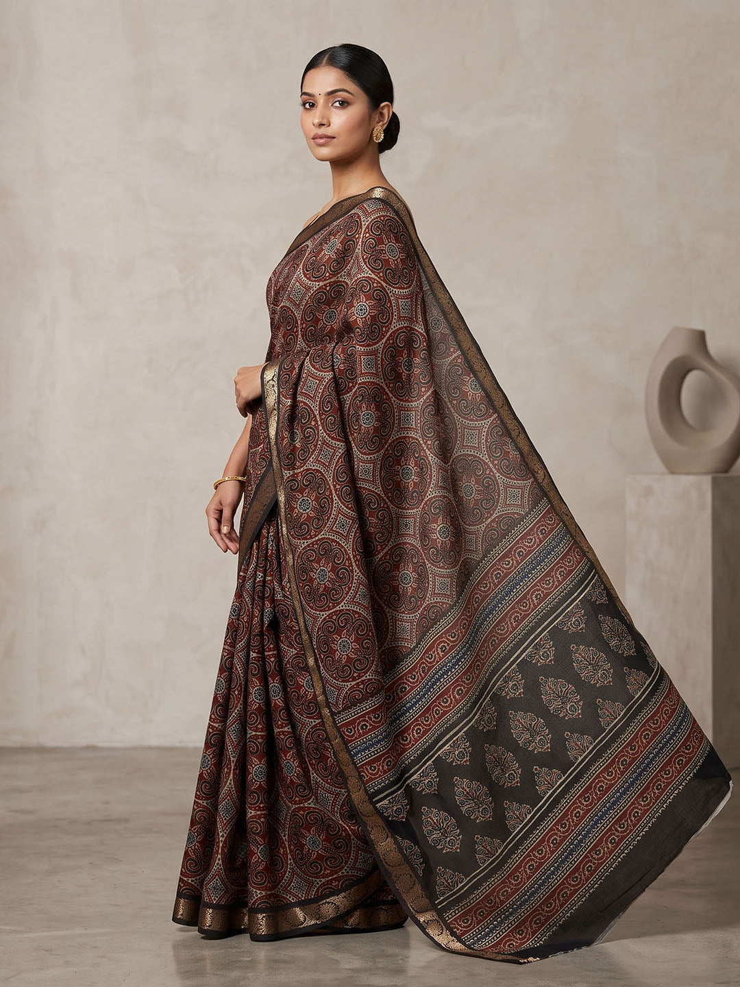 Black Chiffon Printed Saree