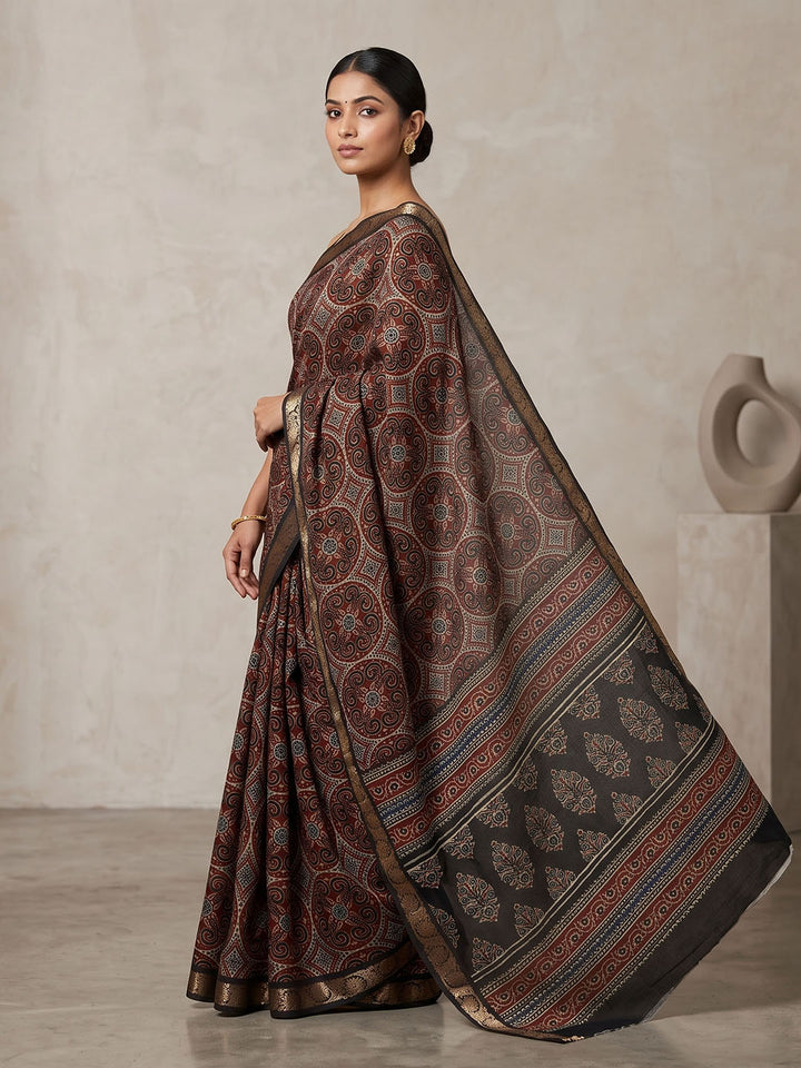 Black Chiffon Printed Saree