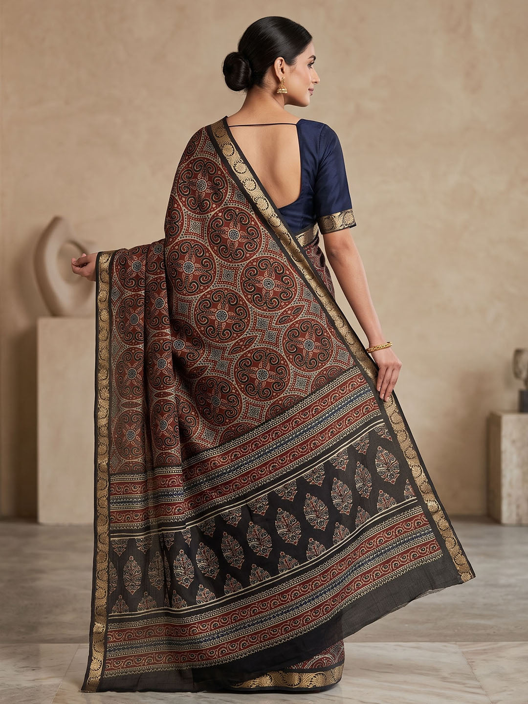 Black Chiffon Printed Saree
