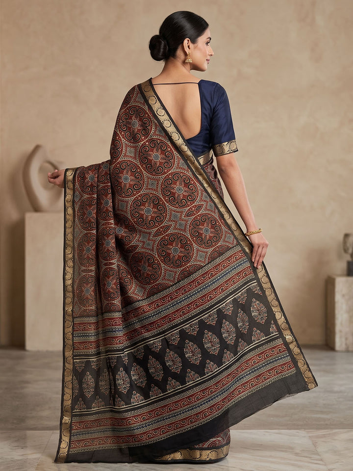 Black Chiffon Printed Saree