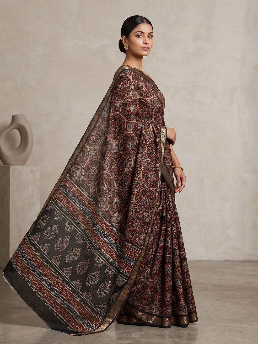Black Chiffon Printed Saree