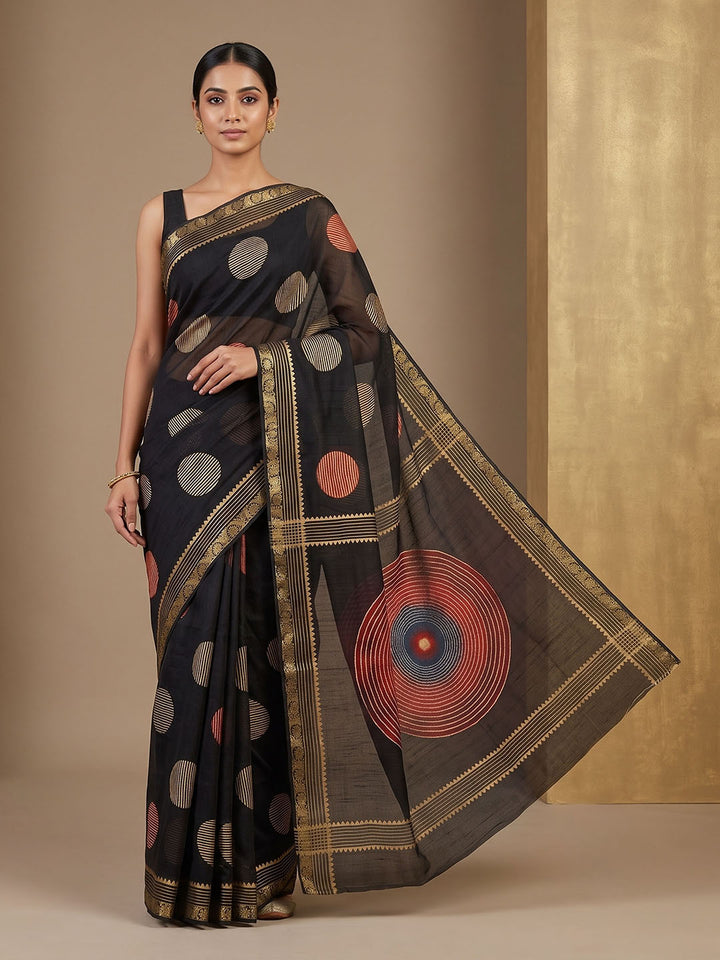 Black Chiffon Printed Saree