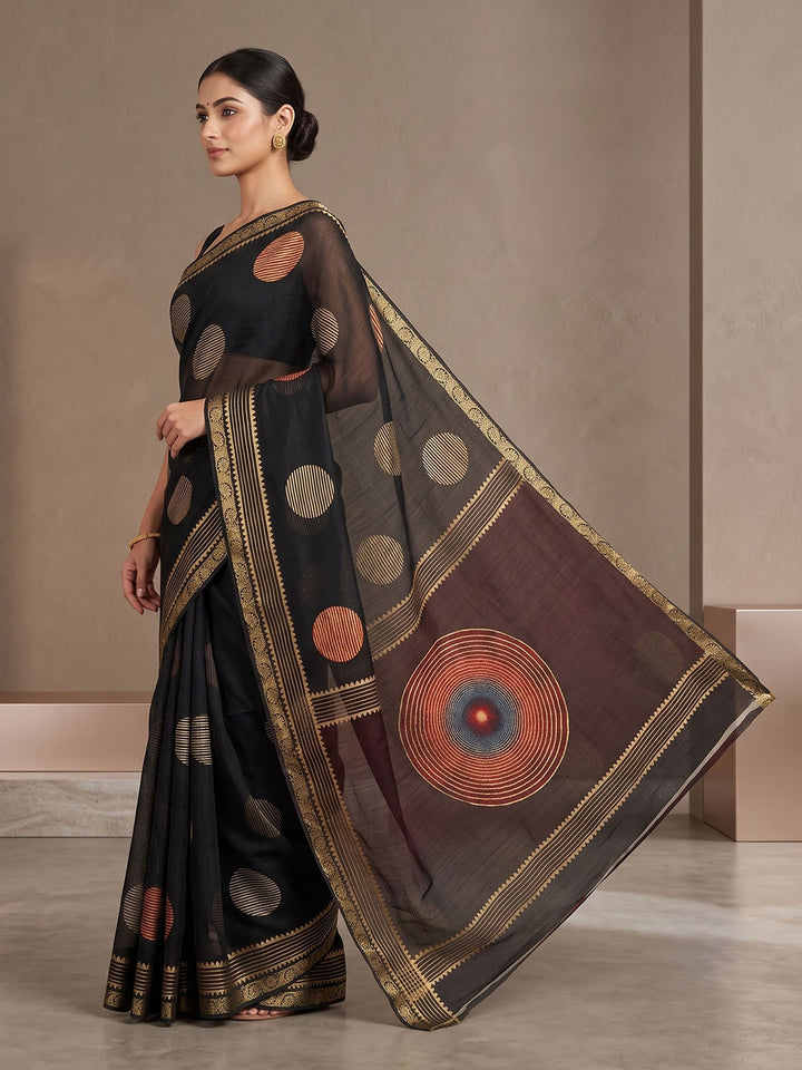 Black Chiffon Printed Saree
