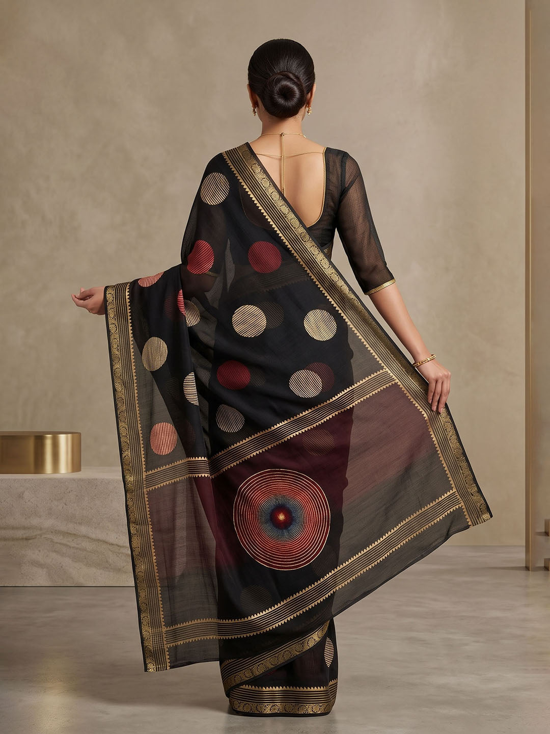 Black Chiffon Printed Saree