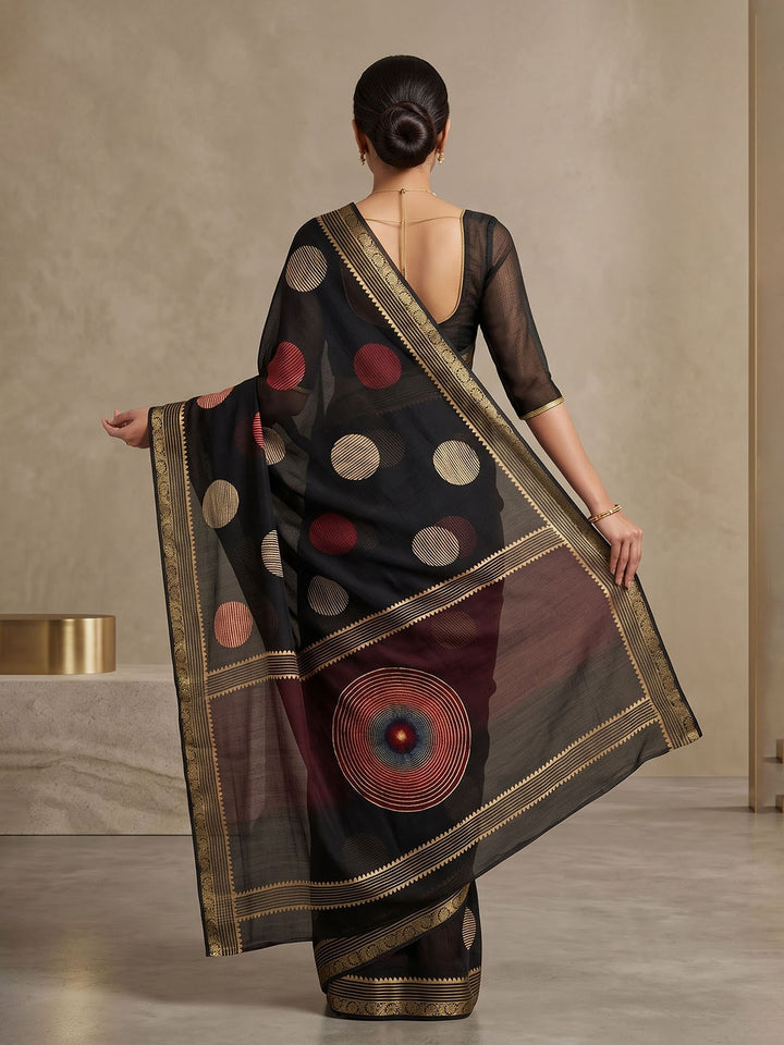 Black Chiffon Printed Saree