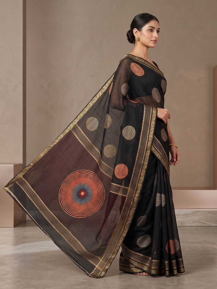 Black Chiffon Printed Saree